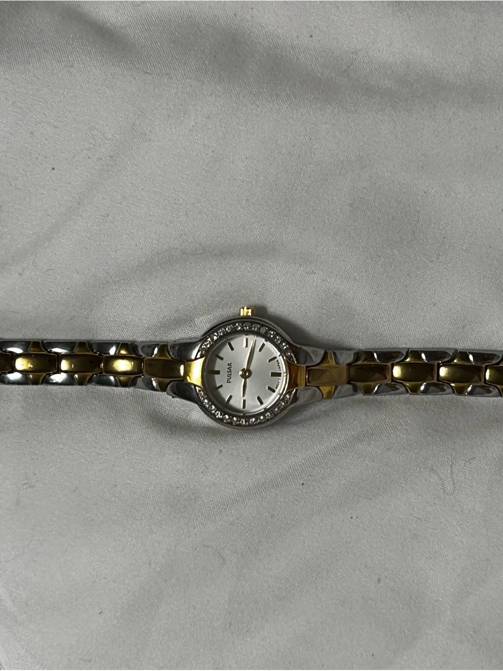 Pulsar Two-Tone Gold and Silver Crystal Bezel Women's Watch